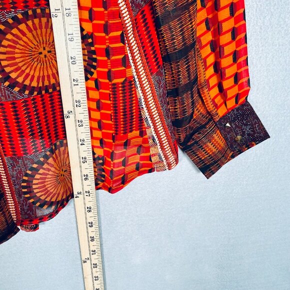 Sans Souci Top Womens S Red Stretch Spiked Buttons Career Artsy - Picture 10 of 12